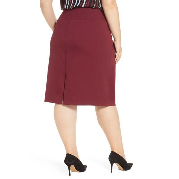 Halogen | NWT | XXL | Burgundy Field Ponte-Knit Stretchy Pull-On Pencil Skirt - Picture 2 of 10